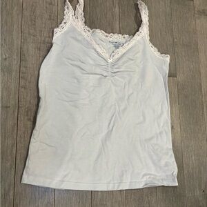 Women's Lace Trim White Tank Top